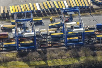 Aerial view, Container Terminal CTH between Emscher and Rhine-Herne Canal, Herne, Ruhr area, North