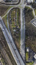 Aerial view, allotment garden association Eigene Scholle between federal road B226 Dorstener Straße