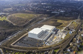 Aerial view, frozen food logistics company Nordfrost on the site of the former colliery Unser Fritz