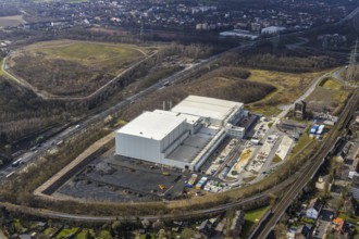 Aerial view, frozen food logistics company Nordfrost on the site of the former colliery Unser Fritz