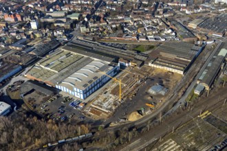Aerial view, new construction Wilhelmstraße, WDI Westfälische Drahtindustrie AG, Hamm, Ruhr area,