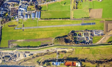 Aerial photo, Lippewiesen, reconstruction of Lippe meadows between Hamm-Lippewiesen airfield and