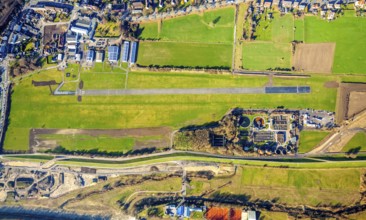 Aerial photo, Lippewiesen, reconstruction of Lippe meadows between Hamm-Lippewiesen airfield and