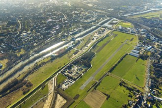 Aerial photo, Lippewiesen, reconstruction of Lippe meadows between Hamm-Lippewiesen airfield and