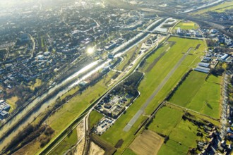 Aerial photo, Lippewiesen, reconstruction of Lippe meadows between Hamm-Lippewiesen airfield and