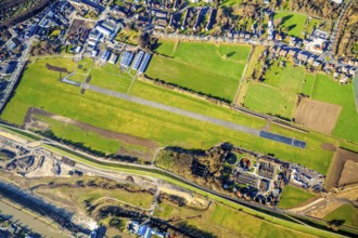 Aerial photo, Lippewiesen, reconstruction of Lippe meadows between Hamm-Lippewiesen airfield and