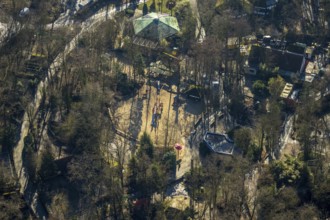 Aerial view, zoo Hamm, reconstruction playground, Hamm, Ruhr area, North Rhine-Westphalia, Germany,