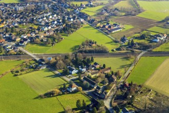 Aerial view, railway crossing Große Werlstraße, Hamm, Ruhr area, North Rhine-Westphalia, Germany,