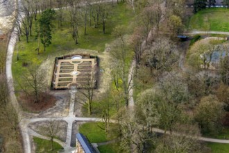 Aerial view, Gradierwerksgarten im spa garden Hamm, Bad Hamm, Hamm, Ruhr area, North