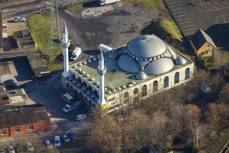 Aerial view, Ulu Mosque, herringen yeni ulu mocshe, Herringen, Hamm, Ruhr area, North