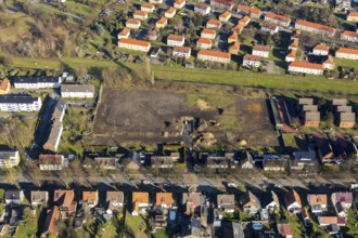 Aerial view, residential area at Herringer Bach, former Bolsplatz Diesterwegstraße, construction