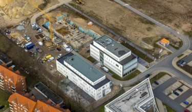 Aerial view, construction area SCI:Q Science Quarter Hamm, Bad Hamm, Hamm, Ruhr area, North
