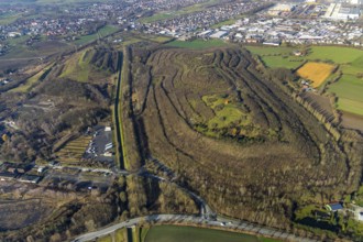 Aerial view, Kissinger Höhe, slag heap, Hamm, Ruhr area, North Rhine-Westphalia, Germany, spoil