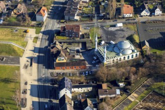 Aerial view, Ulu Mosque, herringen yeni ulu mocshe, Herringen, Hamm, Ruhr area, North