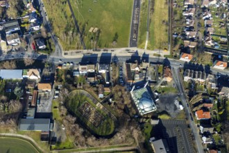 Aerial view, Barbara-Stadion, Ulu Mosque, Herringen, Hamm, Ruhr area, North Rhine-Westphalia,