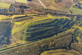 Aerial view, Kissinger Höhe, slag heap, Hamm, Ruhr area, North Rhine-Westphalia, Germany, spoil