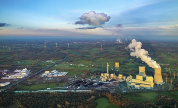 Aerial view, RWE power plant Westfalen, Schmehausen, power plant shutdown, Uentrop, Hamm, Ruhr