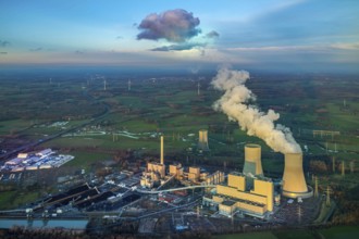 Aerial view, RWE power plant Westfalen, Schmehausen, power plant shutdown, Uentrop, Hamm, Ruhr
