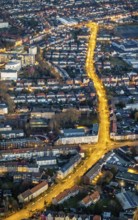 Aerial view, Richard-Wagnerstraße at night, intersection Grünstraße, EVK, Mitte, Hamm, Ruhr area,