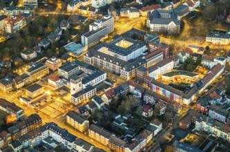Aerial photo, Volksbank Hamm, Hamm head office, Gothestraße, Hohe Straße, Hamm prison, police
