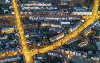 Aerial view, Richard-Wagnerstraße at night, Alleestraße, intersection Grünstraße, EVK, Mitte, Hamm,