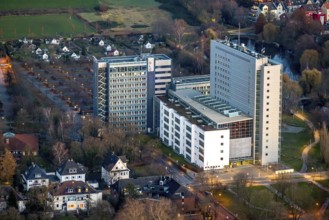 Aerial photo, OLG, Hamm Higher Regional Court, Hamm Public Prosecutor's Office, twilight photo,