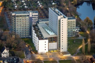Aerial photo, OLG, Hamm Higher Regional Court, Hamm Public Prosecutor's Office, twilight photo,