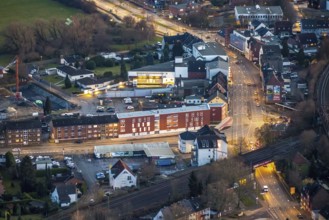 Aerial view, intersection Münsterstraße Heessener Straße with new buildings, Heessen, Hamm, Ruhr