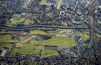 Aerial photo, Hamm-Lippewiesen airfield, Lippe reconstruction, Hamm on the water, Datteln-Hamm