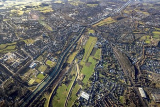Aerial photo, Hamm-Lippewiesen airfield, Lippe reconstruction, Hamm on the water, Datteln-Hamm