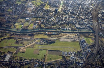 Aerial photo, Hamm-Lippewiesen airfield, Lippe reconstruction, Hamm on the water, Datteln-Hamm