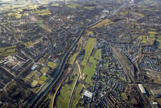 Aerial photo, Hamm-Lippewiesen airfield, Lippe reconstruction, Hamm on the water, Datteln-Hamm