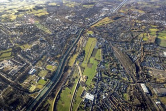 Aerial photo, Hamm-Lippewiesen airfield, Lippe reconstruction, Hamm on the water, Datteln-Hamm
