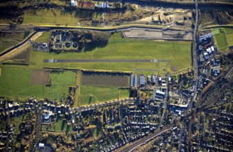 Aerial photo, Hamm-Lippewiesen airfield, Lippe reconstruction, Hamm on the water, Datteln-Hamm