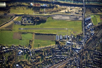 Aerial photo, Hamm-Lippewiesen airfield, Lippe reconstruction, Hamm on the water, Datteln-Hamm