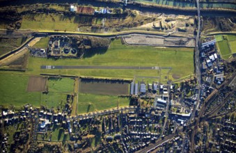 Aerial photo, Hamm-Lippewiesen airfield, Lippe reconstruction, Hamm on the water, Datteln-Hamm