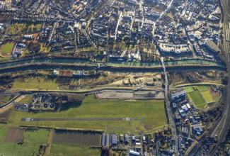 Aerial photo, Hamm-Lippewiesen airfield, Lippe reconstruction, Hamm on the water, Datteln-Hamm