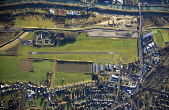 Aerial photo, Hamm-Lippewiesen airfield, Lippe reconstruction, Hamm on the water, Datteln-Hamm
