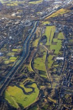 Aerial photo, Hamm-Lippewiesen airfield, Lippe reconstruction, Hamm on the water, Datteln-Hamm