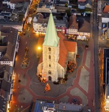 Aerial view, city centre Hamm, Pauluskirche, market place without Christmas market, centre, Hamm,