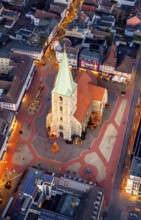 Aerial view, city centre Hamm, Pauluskirche, market place without Christmas market, centre, Hamm,