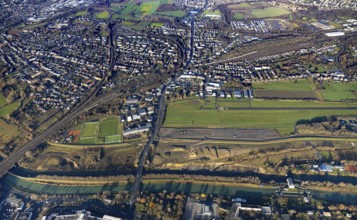 Aerial photo, Hamm-Lippewiesen airfield, Lippe reconstruction, Hamm on the water, Datteln-Hamm