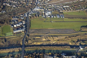 Aerial photo, Hamm-Lippewiesen airfield, Lippe reconstruction, Hamm on the water, Datteln-Hamm