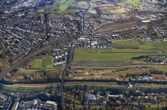 Aerial photo, Hamm-Lippewiesen airfield, Lippe reconstruction, Hamm on the water, Datteln-Hamm