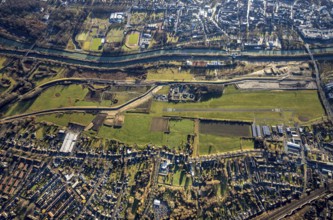 Aerial photo, Hamm-Lippewiesen airfield, Lippe reconstruction, Hamm on the water, Datteln-Hamm