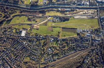 Aerial photo, Hamm-Lippewiesen airfield, Lippe reconstruction, Hamm on the water, Datteln-Hamm