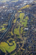 Aerial photo, Hamm-Lippewiesen airfield, Lippe reconstruction, Hamm on the water, Datteln-Hamm