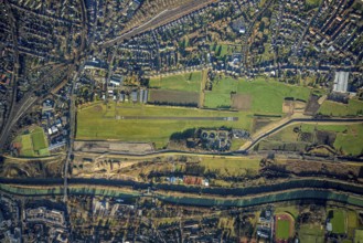 Aerial photo, Hamm-Lippewiesen airfield, Lippe reconstruction, Hamm on the water, Datteln-Hamm
