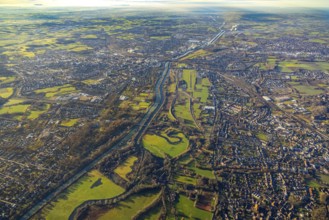 Aerial photo, Hamm-Lippewiesen airfield, Lippe reconstruction, Hamm on the water, Datteln-Hamm