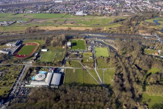Aerial view, Sports Centre East, Jahnstadion, Maximare Erlebnistherme Bad Hamm GmbH, 24nexx Arena,